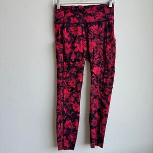 Lululemon Fast NFree 7/8 Tight II Nulux 25" Carmine True Red Black Size 8 Medium